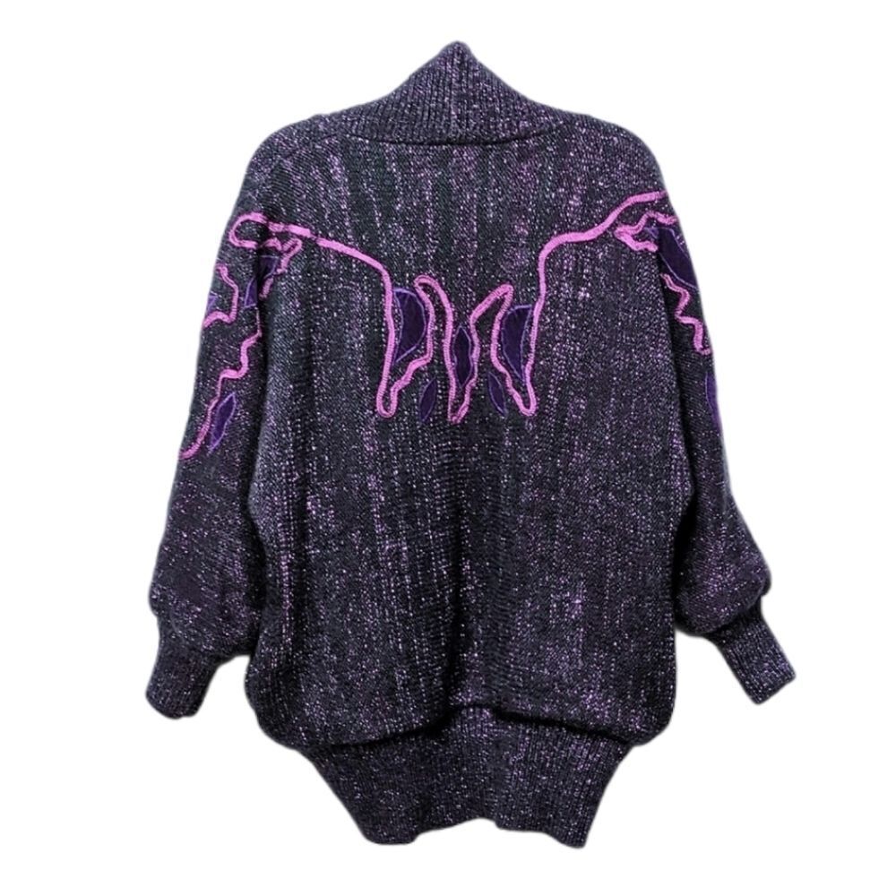 VINTAGE Mohair Blend Sparkle Cocoon Sweater Cardigan L
